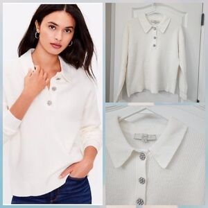 LOFT Jewel Button Polo Sweater